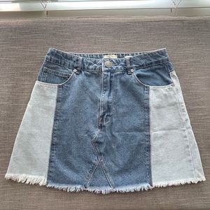 two-tone denim skirt